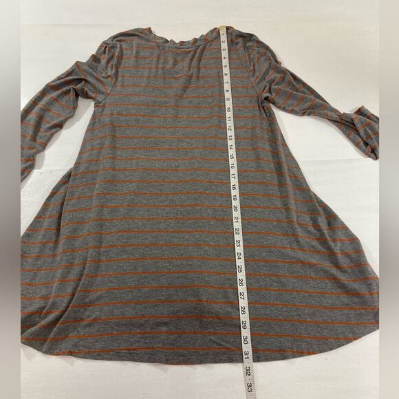 Matilda Jane Windsong Top M Gray Orange Striped Boho Tunic Casual Shirt - Picture 8 of 8